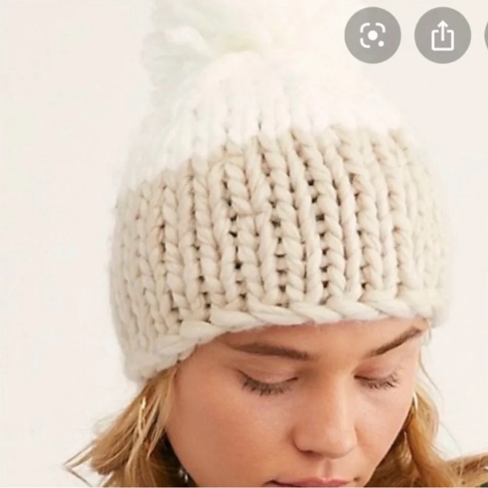 Free People Cozy Up Color Block Pom‎ Beanie